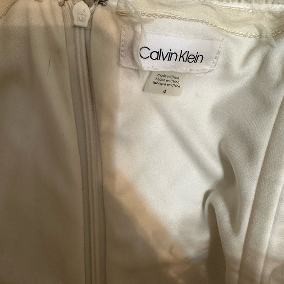 Calvin Klein Off The Shoulder Ostrich Feather Dress - Picture 3 of 7